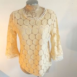 Delicate yellow bell sleeve blouse. Bodice is lined. Never worn.